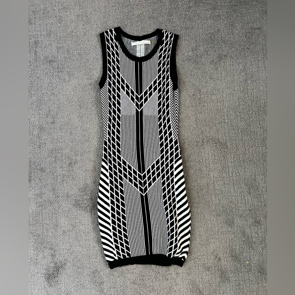 Susana Monaco Black White Sweater Sheath Dress